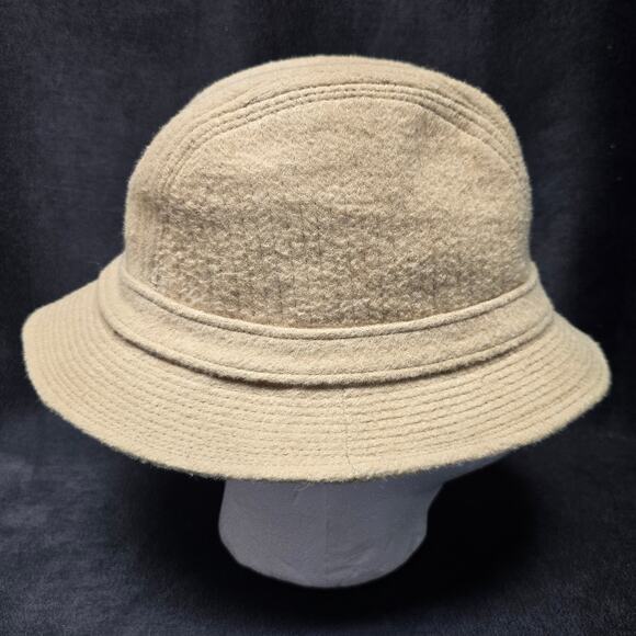 Vintage Imported Fabric Woven In England Trilby Hat Suede Tan Fedora Style Cap
